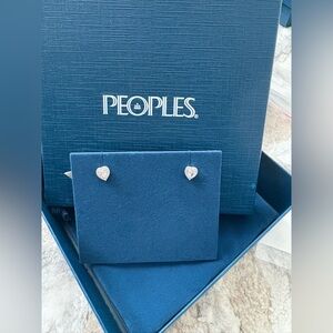 Peoples Jewellers White Lab-Created Sapphire Heart Stud Earrings